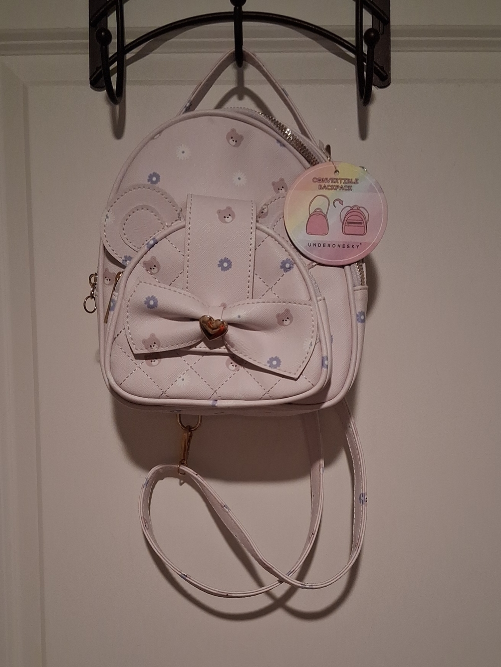 Under One Sky Light Pink Mini Bow Bear Backpack